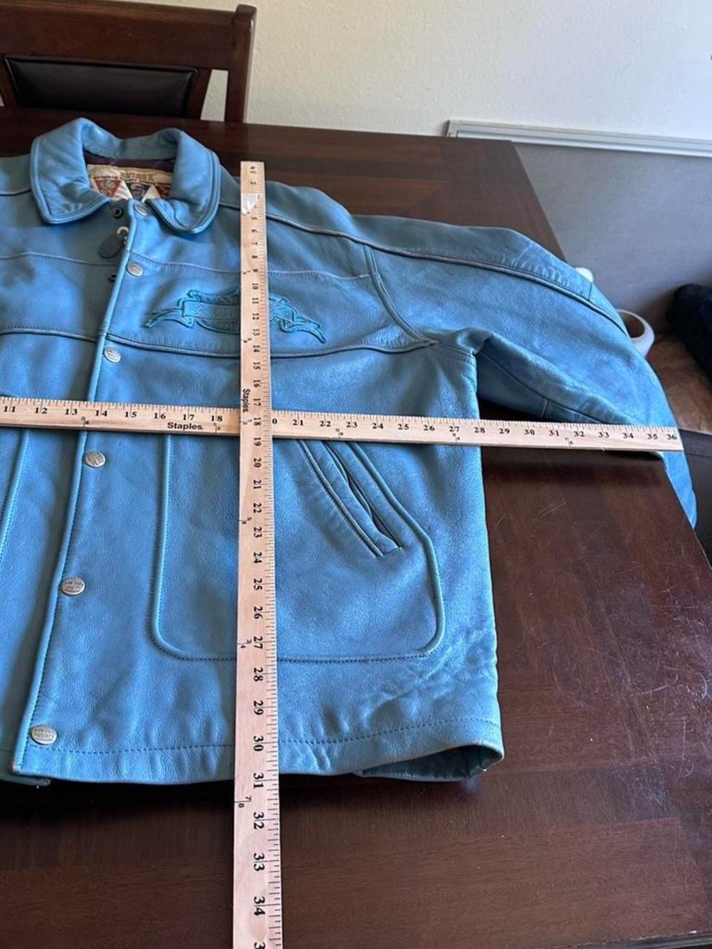 Vintage Avirex Varsity Leather Jacket Blue Heavyweight Men’s 3XL - Picture 8 of 8